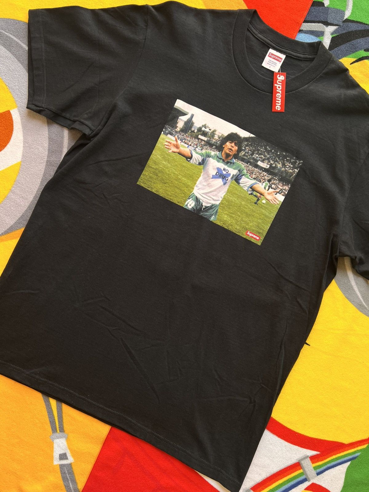 Supreme L Supreme Maradona Tee black T-shirt football diego no drugs Size US L / EU 52-54 / 3 - 11 Thumbnail