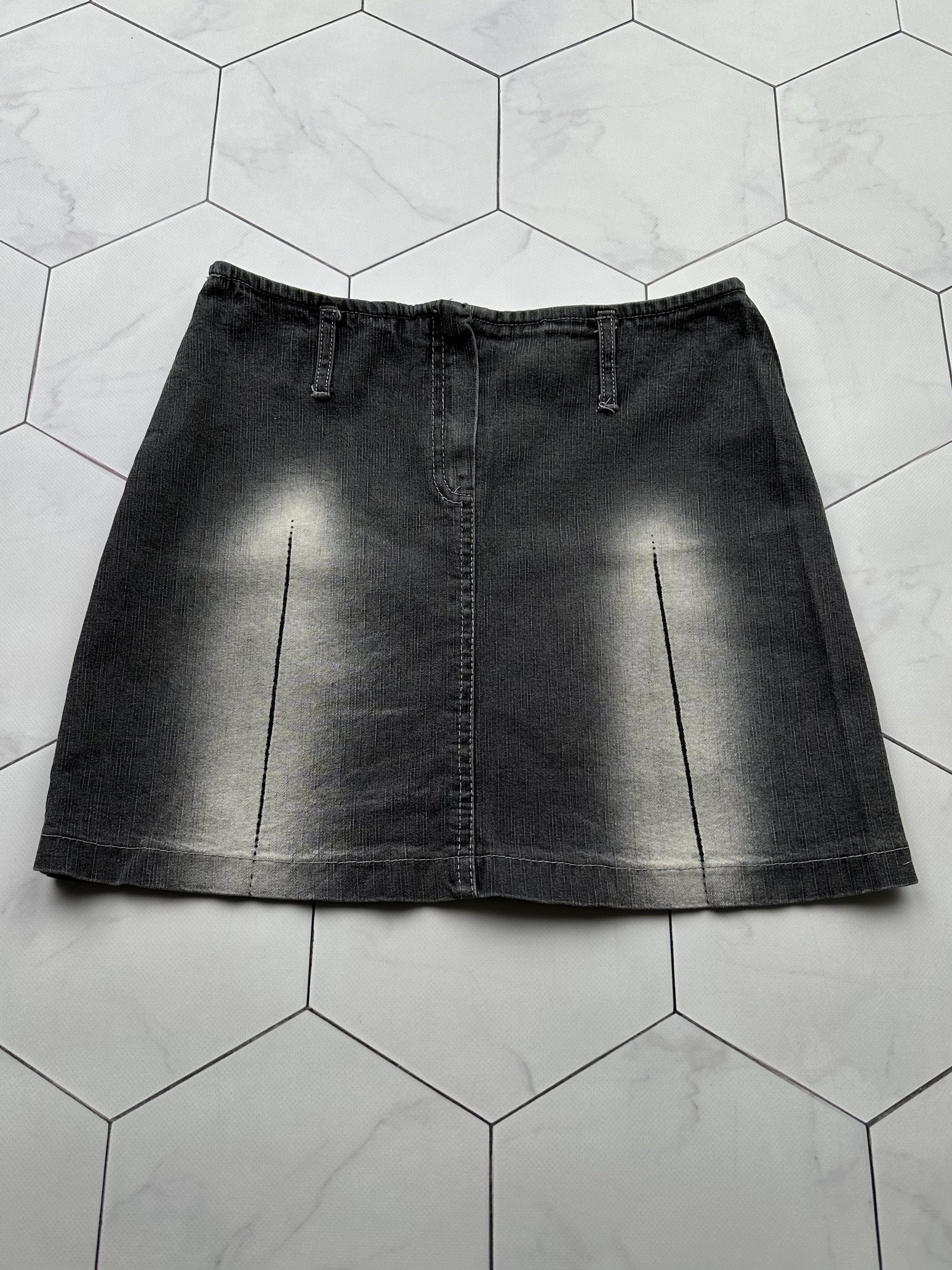 image of Avant Garde Vintage Faded Denim Mini Skirt in Grey, Women's (Size 26)