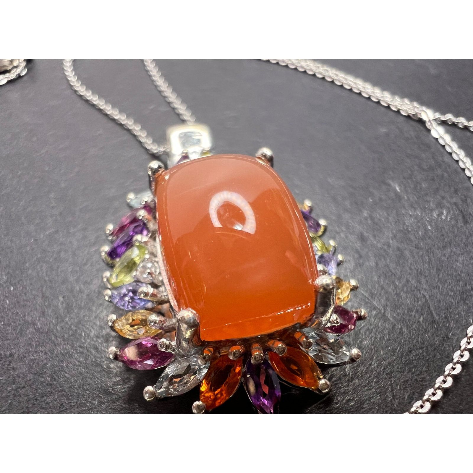 Other Peach moonstone necklace in platinum over sterling silver Size ONE SIZE - 4 Thumbnail