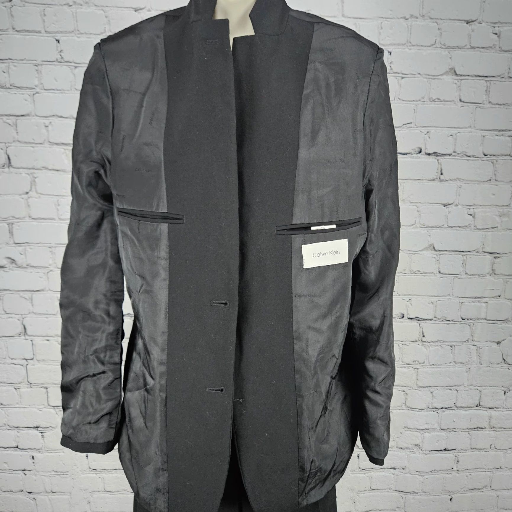 Calvin Klein Calvin Klein Black Full Pant Suit Set 2 Piece 2 Button Notch Blazer 20 Size 42" / US 20 - 5 Thumbnail