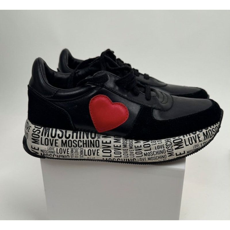 Moschino Love Moschino Heart Patch Platform Sneakers Black Size 8 Size US 8 / IT 38 - 2 Thumbnail