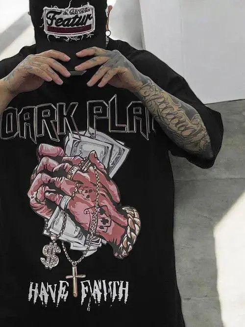 VIBE Dark Plan Graphic Black T Shirt Size US L / EU 52-54 / 3 - 3 Thumbnail