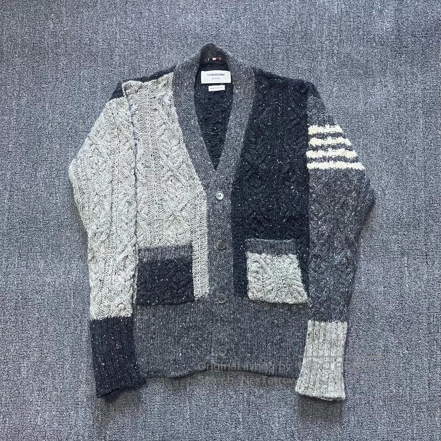 Thom Browne Thom Browne Gray Paneled Stripe Cardigan. Size US M / EU 48-50 / 2 - 1 Thumbnail