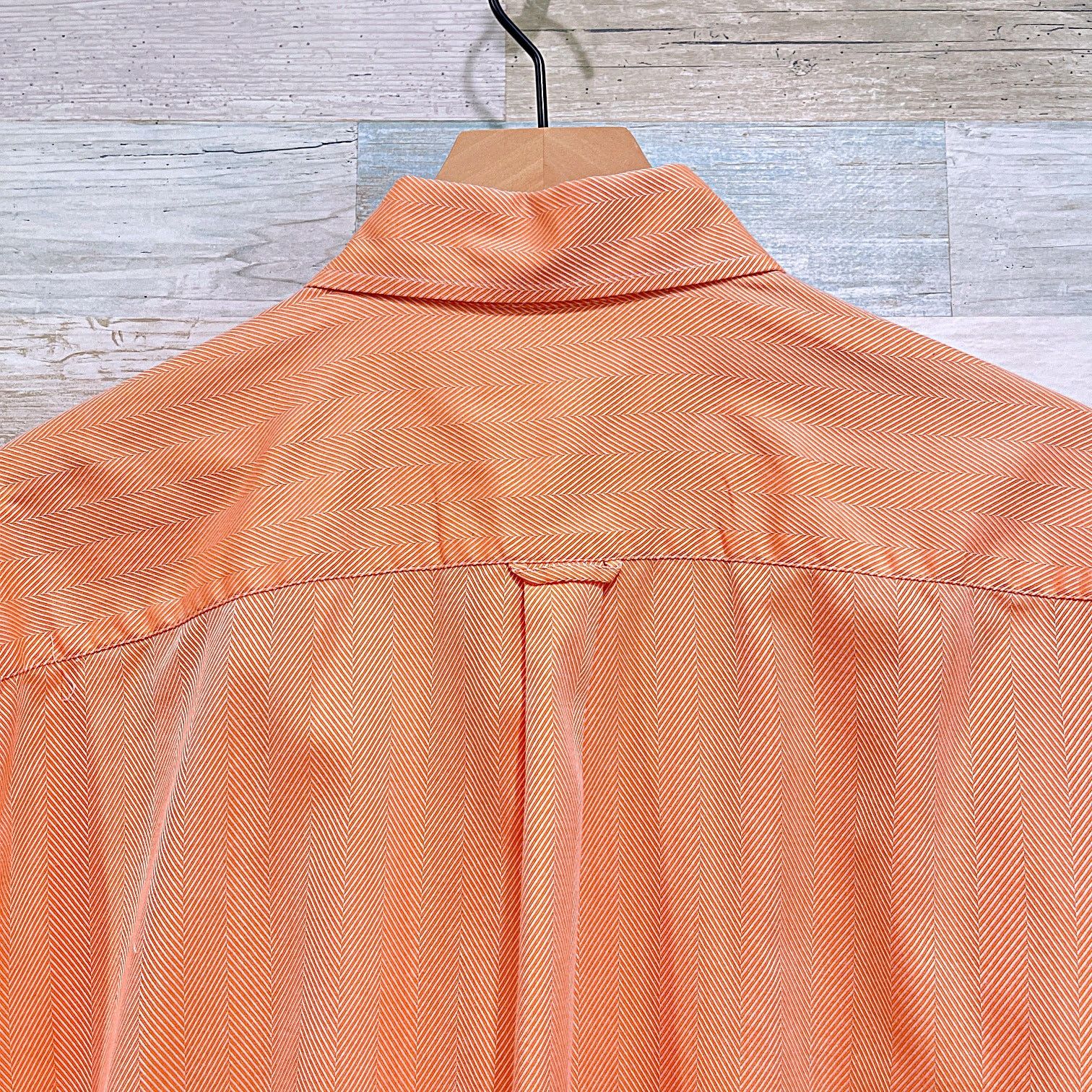 Peter Millar Peter Millar Herringbone Dress Shirt Orange Cotton Career L Size US L / EU 52-54 / 3 - 4 Thumbnail