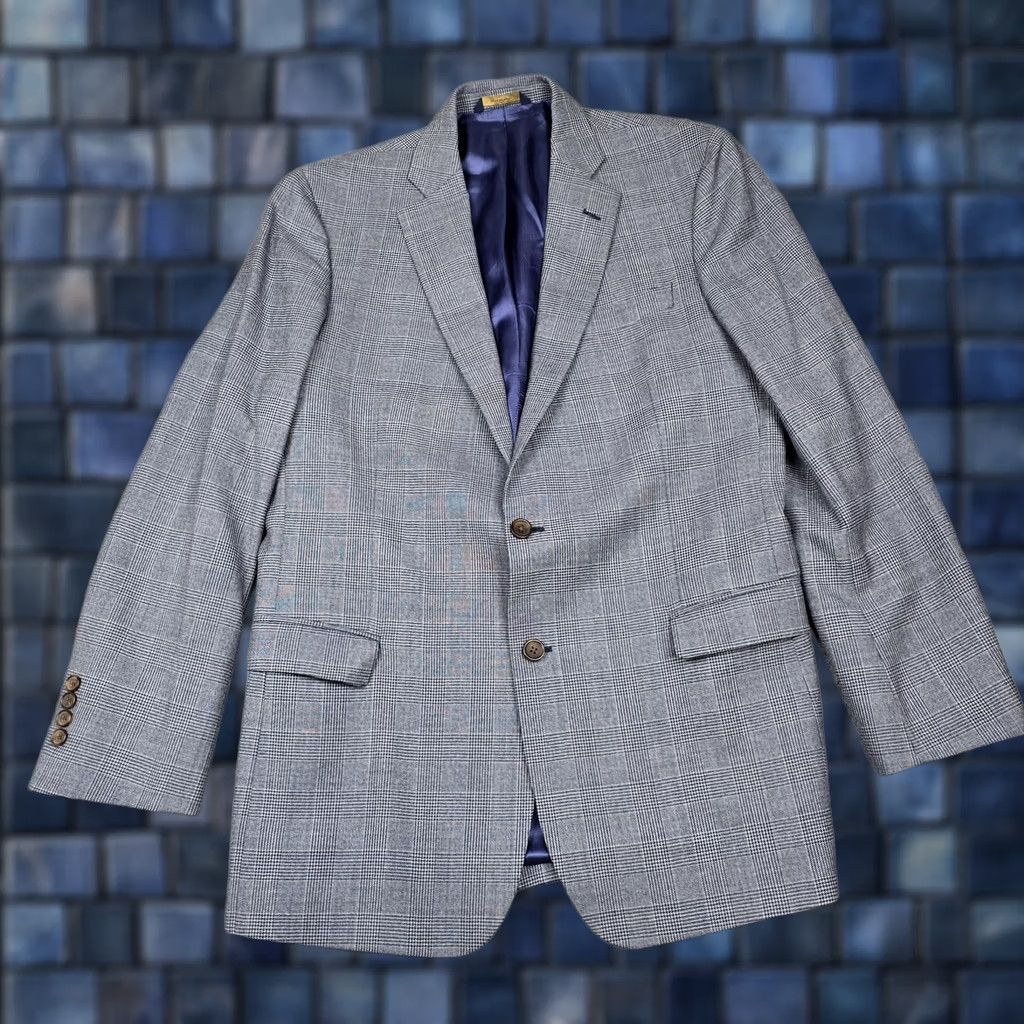 Brooks Brothers Brooks Brothers Mens Gray Wool Check Fitzgerald Fit Sport Coat Jacket 42L Size US XS / EU 42 / 0 - 1 Thumbnail