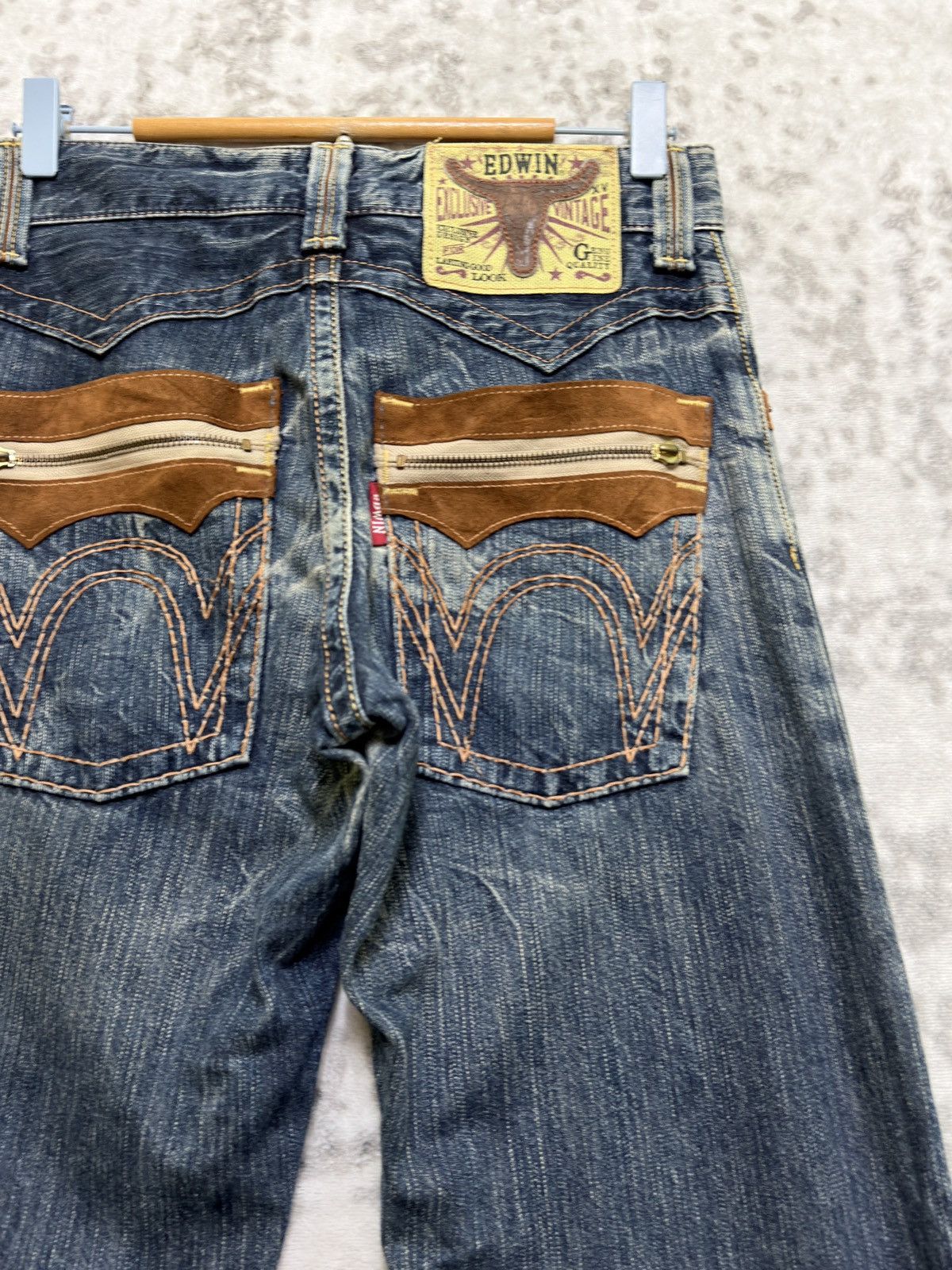 Edwin Vintage Edwin Western Suede Pocket Mud Wash Straight Denim Size US 27 - 12 Thumbnail
