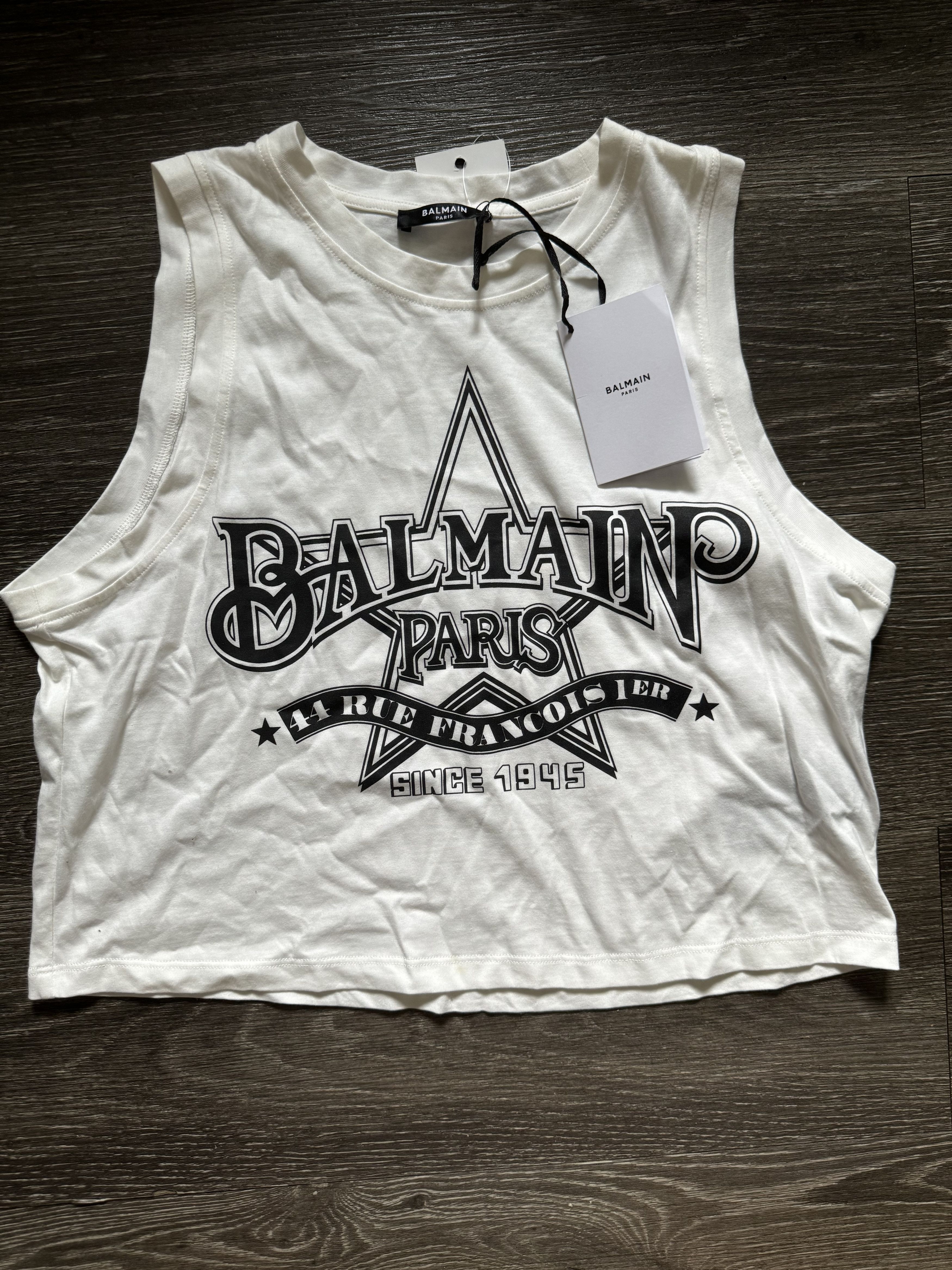 Balmain Balmain Sleveless White cropped tee Size US XS / EU 42 / 0 - 1 Preview