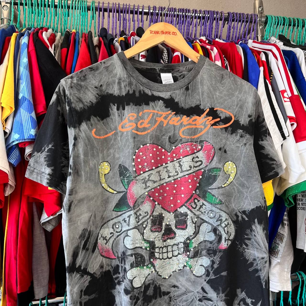 Ed Hardy Ed Hardy `Love kills slowly` Tie-dye Tshirt Size L Size US L / EU 52-54 / 3 - 3 Thumbnail