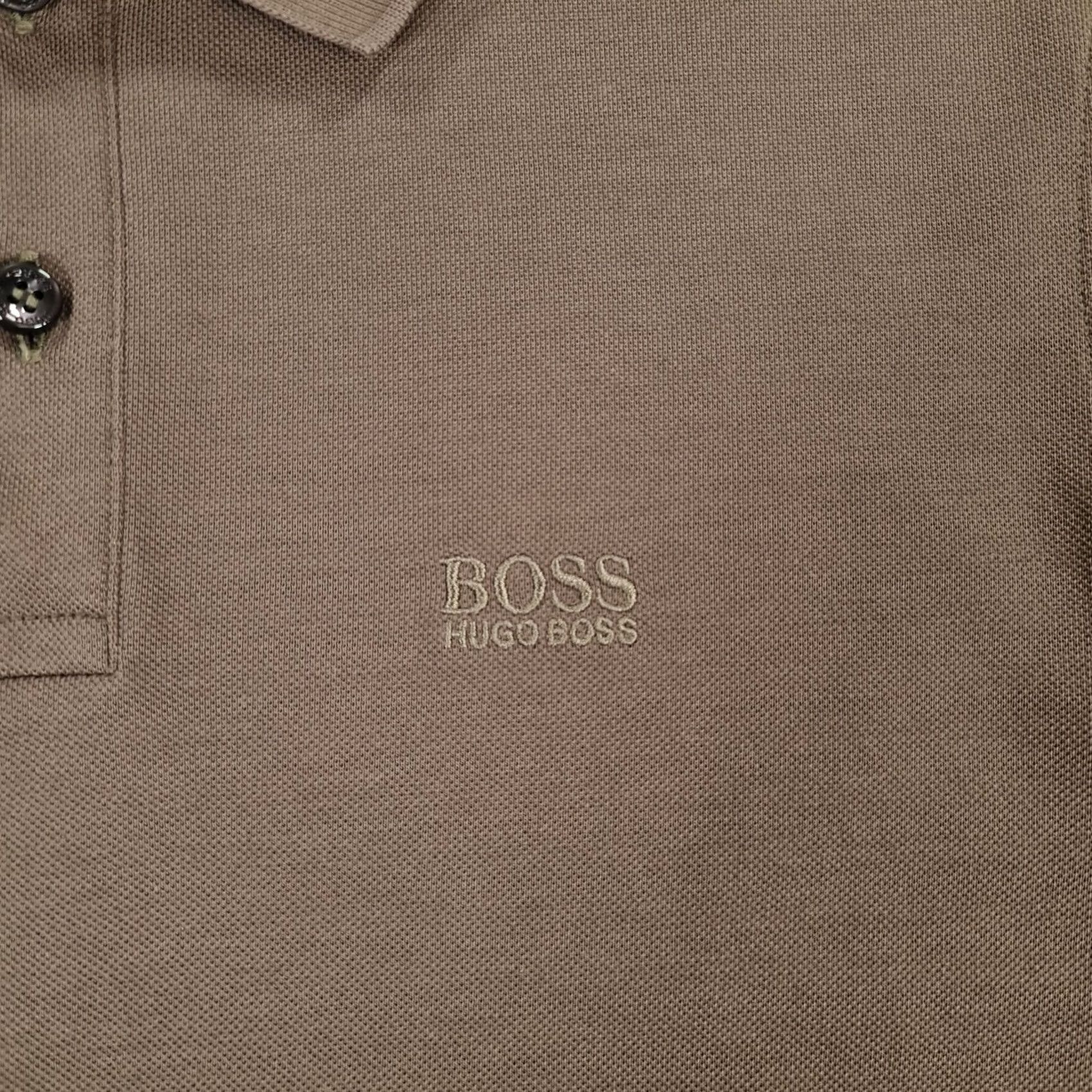 Hugo Boss HUGO BOSS Polo Shirt Mens Brown Small S Pima Cotton Long Sleeve Collared Button Logo Jersey Casual Vintage: No Size US S / EU 44-46 / 1 - 4 Thumbnail