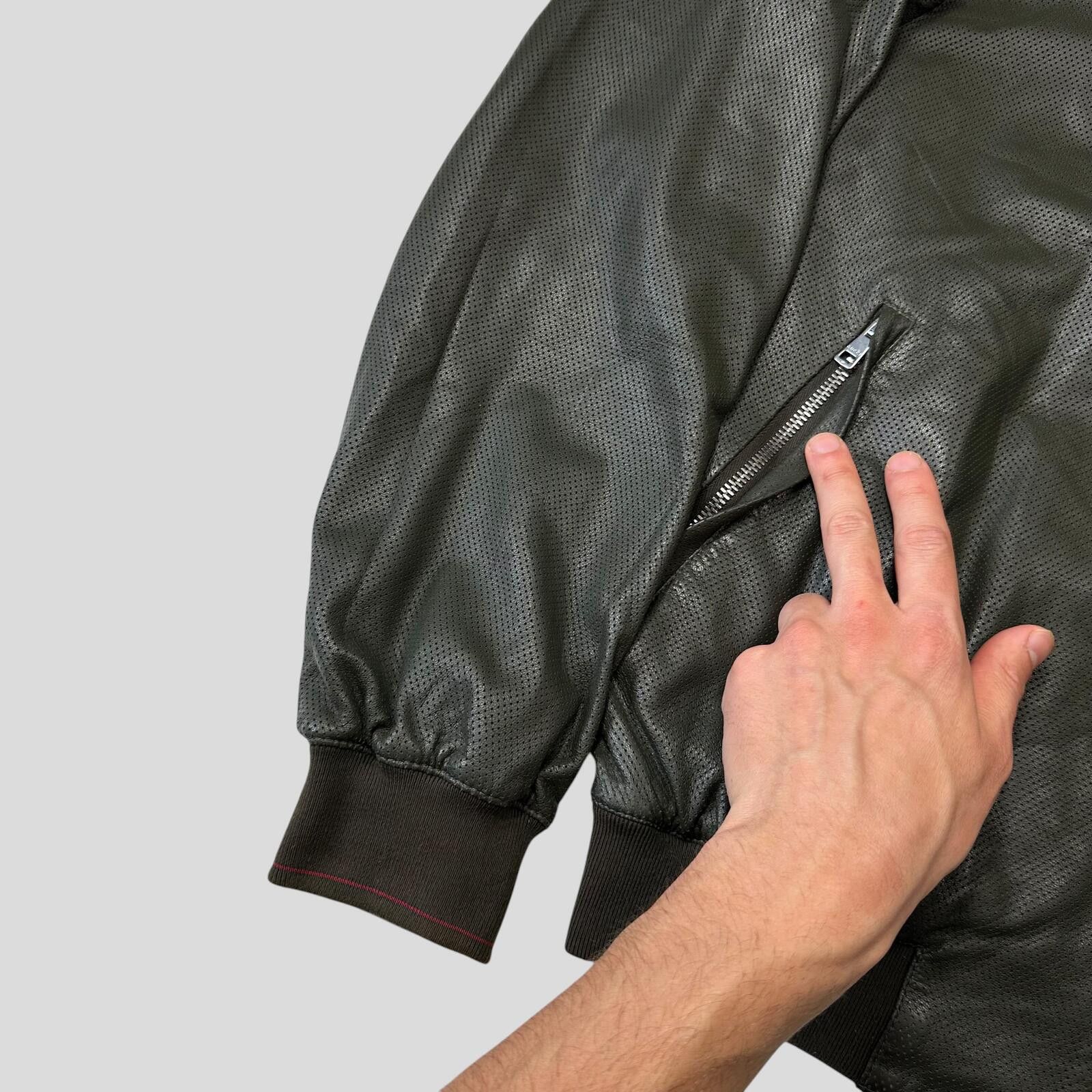 Gucci Gucci Tom Ford 00’s Perforated Nappa Leather Green Bomber L Size US L / EU 52-54 / 3 - 5 Thumbnail