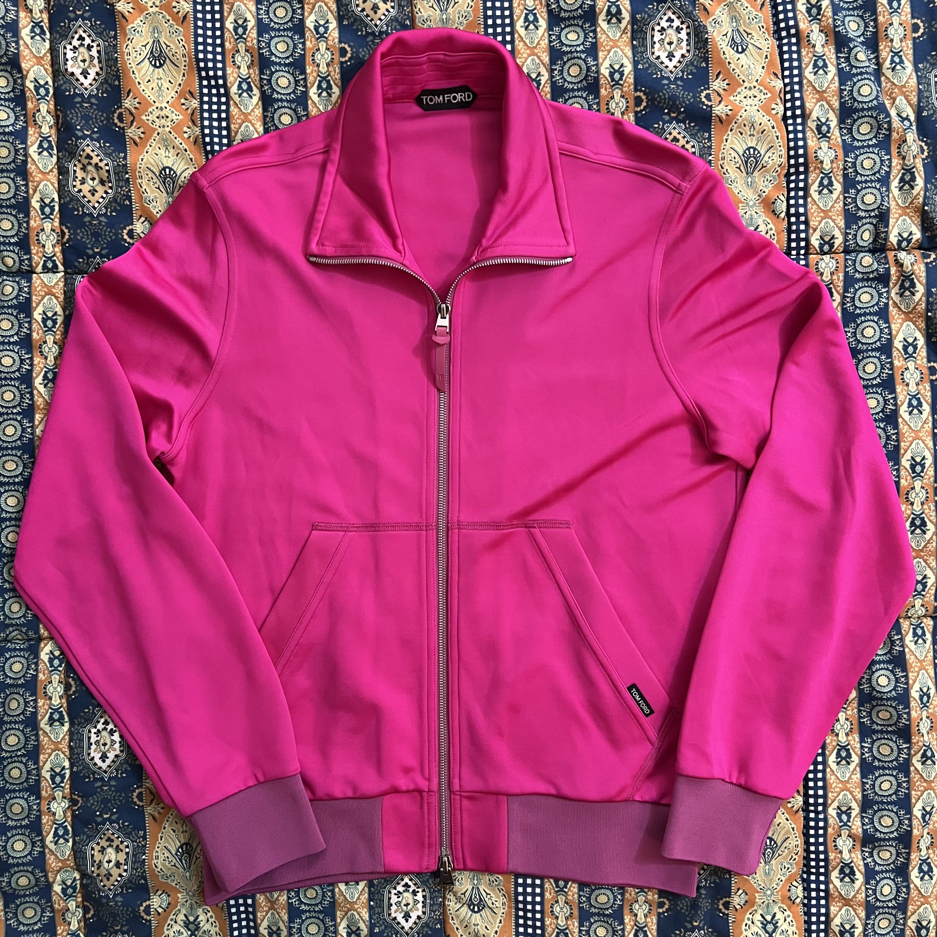 image of 48 Tom Ford Cotton Blend Zip Up Sweatshirt Sweater Hoodie M in Magenta, Men's (Size Medium)