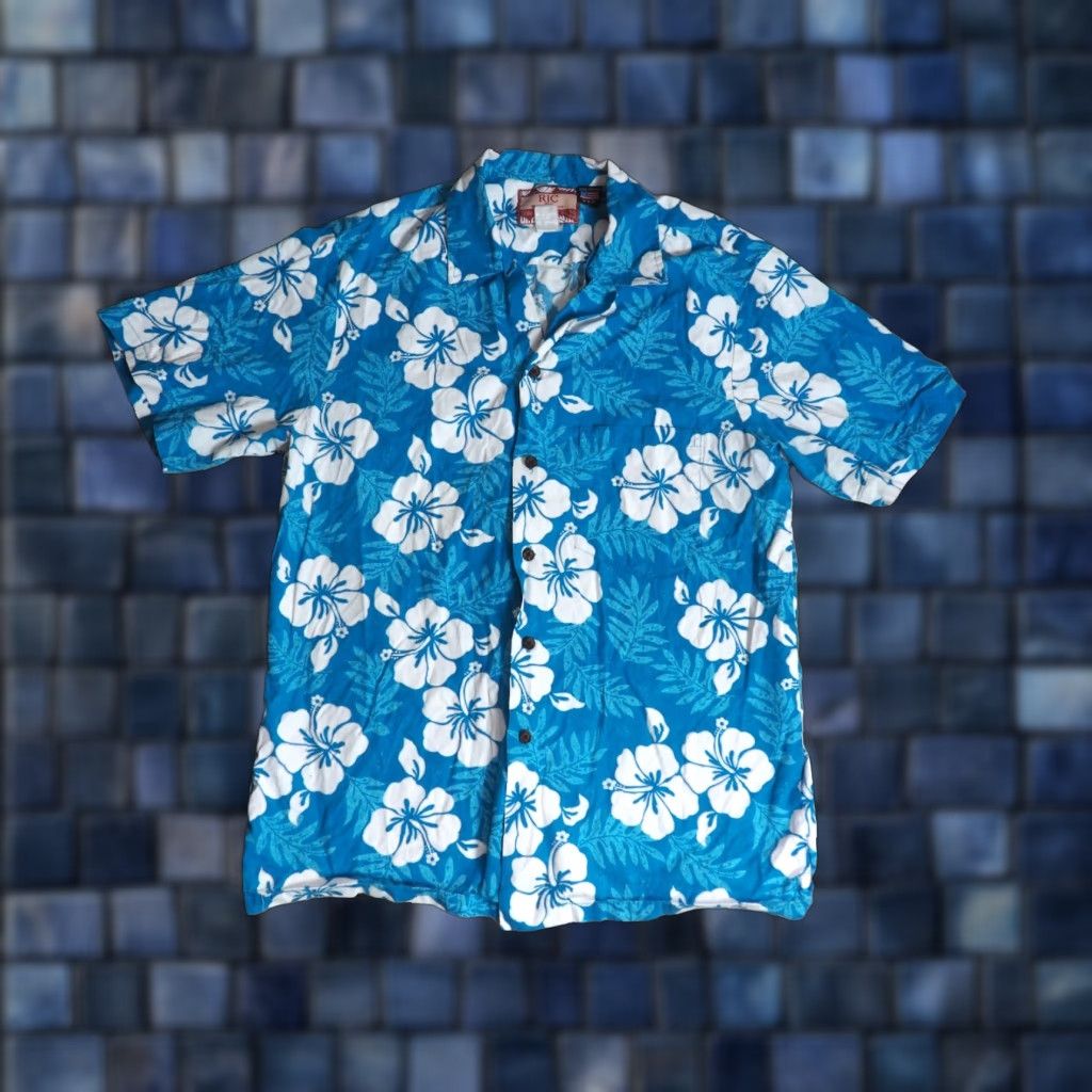 Vintage VTG 90s RJC Blue White Floral Camp Button USA Magnum Hawaiian Shirt Mens L Size US L / EU 52-54 / 3 - 1 Thumbnail