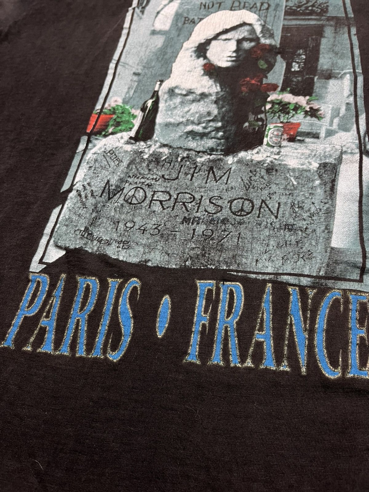 Band Tees Vintage 90's "PÈRE-LACHAISE NOT DEAD MORRISON PARIS FRANCE" Size US L / EU 52-54 / 3 - 4 Thumbnail