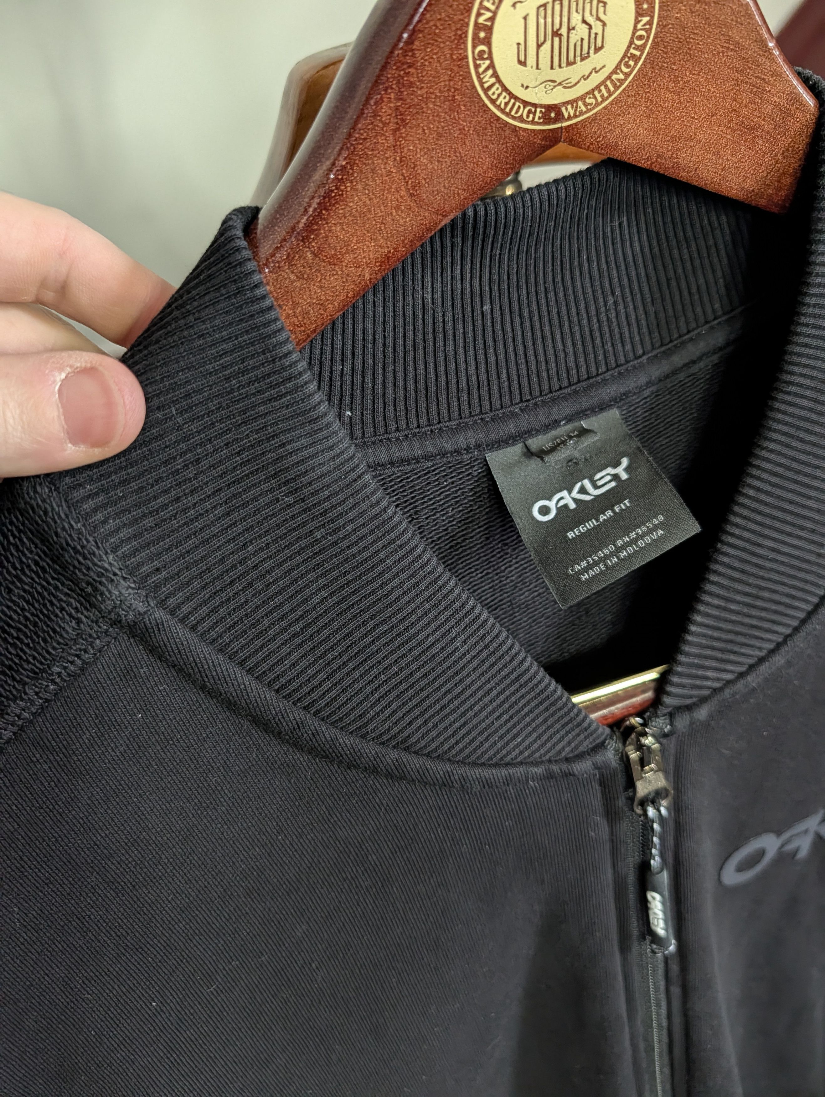 Oakley Black reverse terry logo print zip-up bomber sweatshirt Size US M / EU 48-50 / 2 - 9 Thumbnail