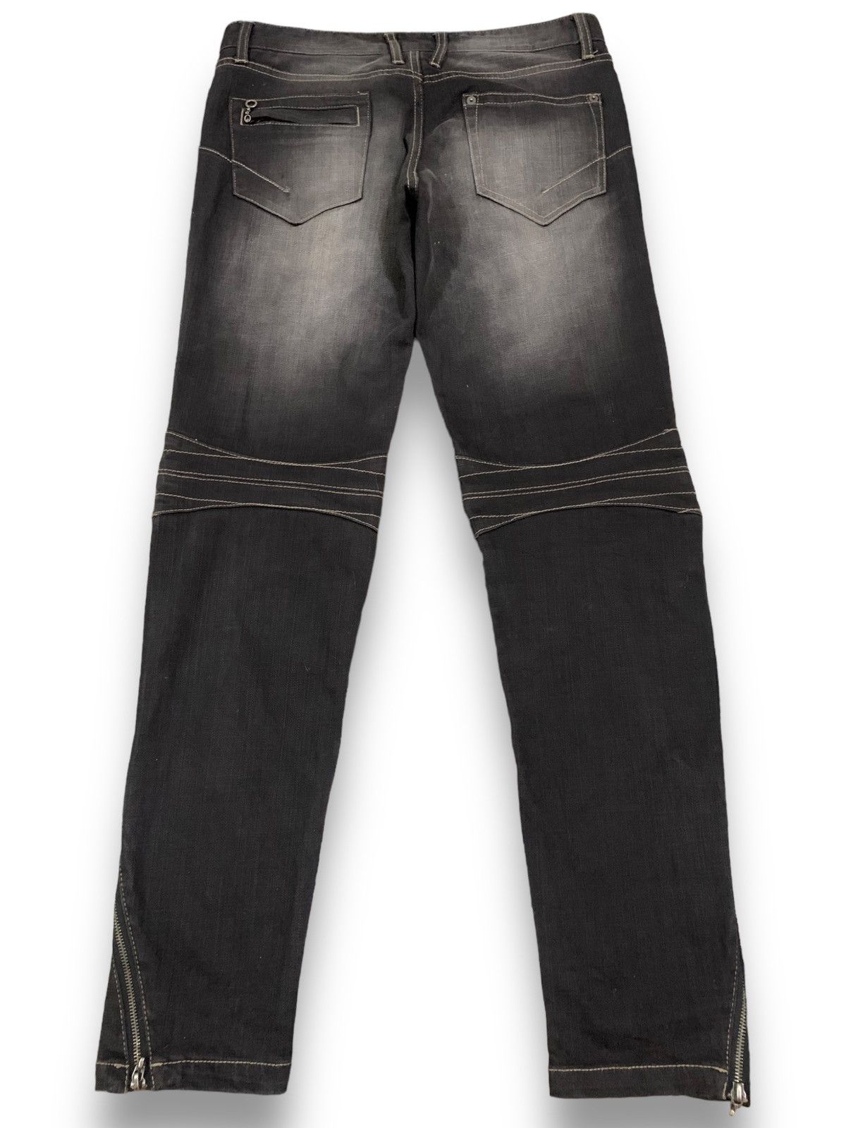Balmain PPFM Double Knee Distressed Punk Biker Jeans like Balmain Size US 33 - 2 Thumbnail