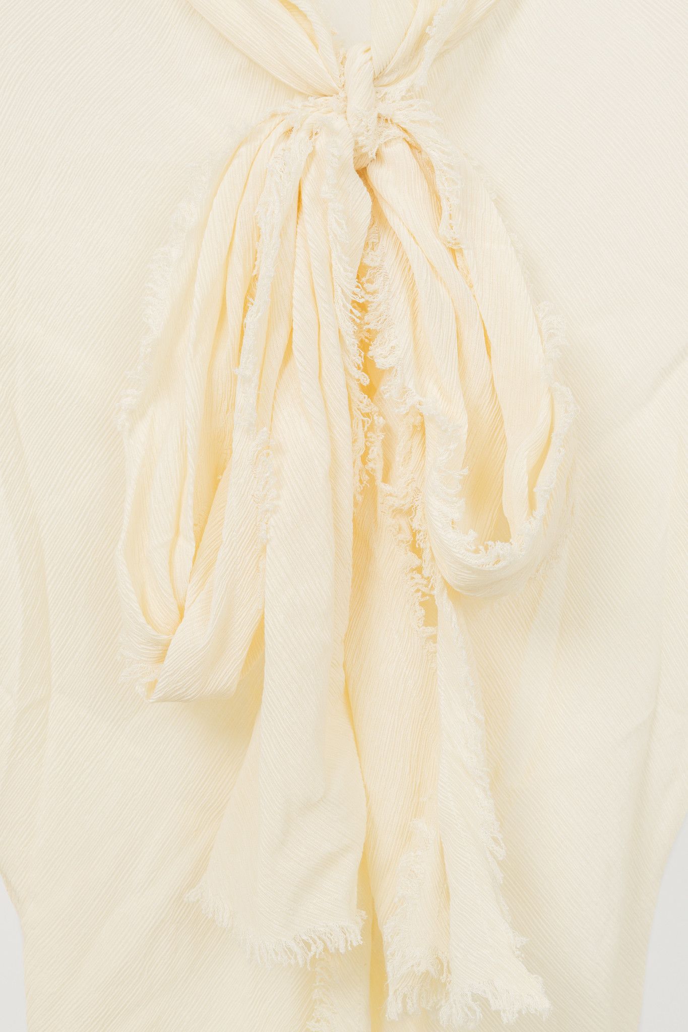 Acne Studios Acne Studios Warm White Crepe Frayed-Edge Pussy-Bow Blouse Size S / US 4 / IT 40 - 5 Thumbnail