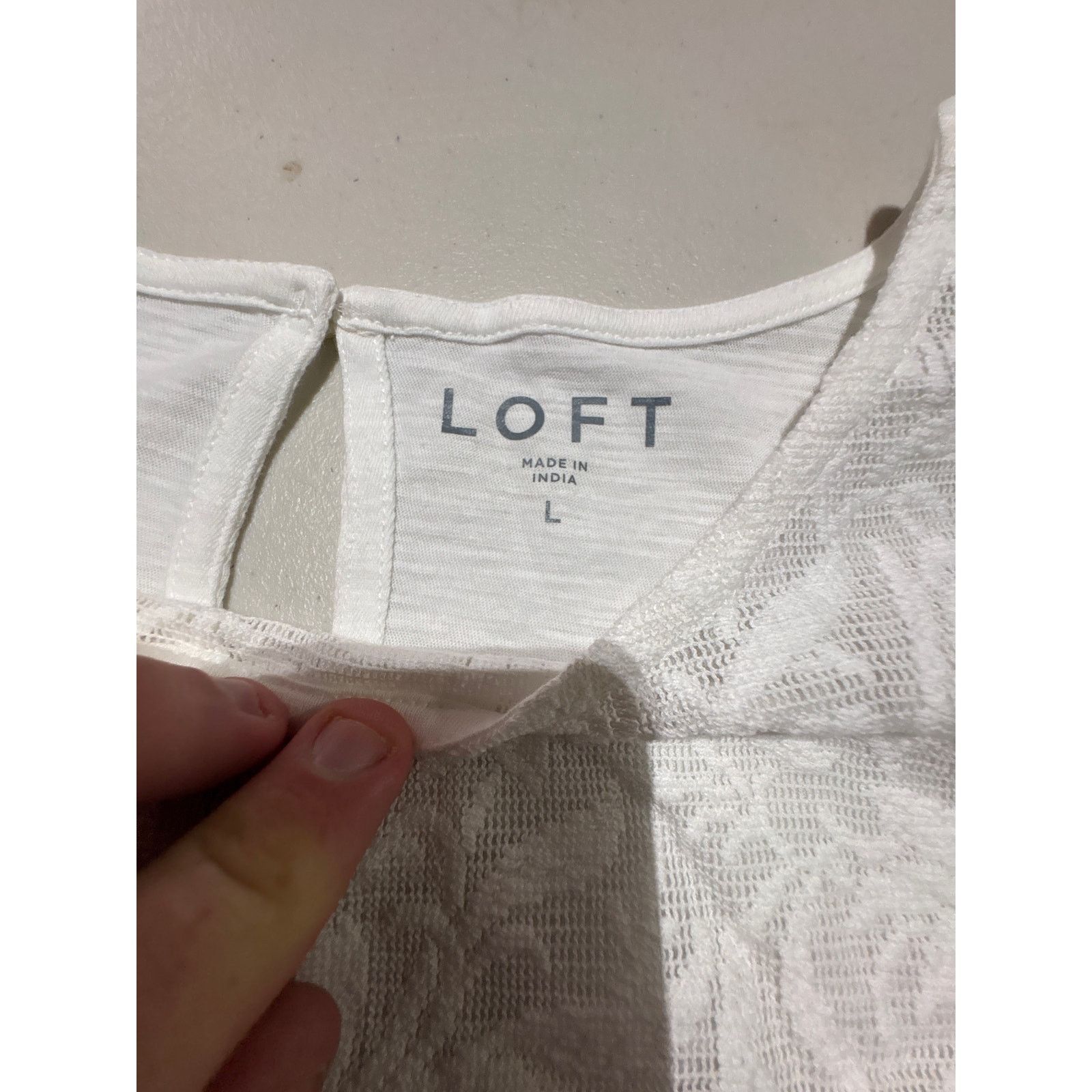 Loft LOFT Women’s White Lace Short Sleeve Blouse Size Large Size L / US 10 / IT 46 - 2 Thumbnail