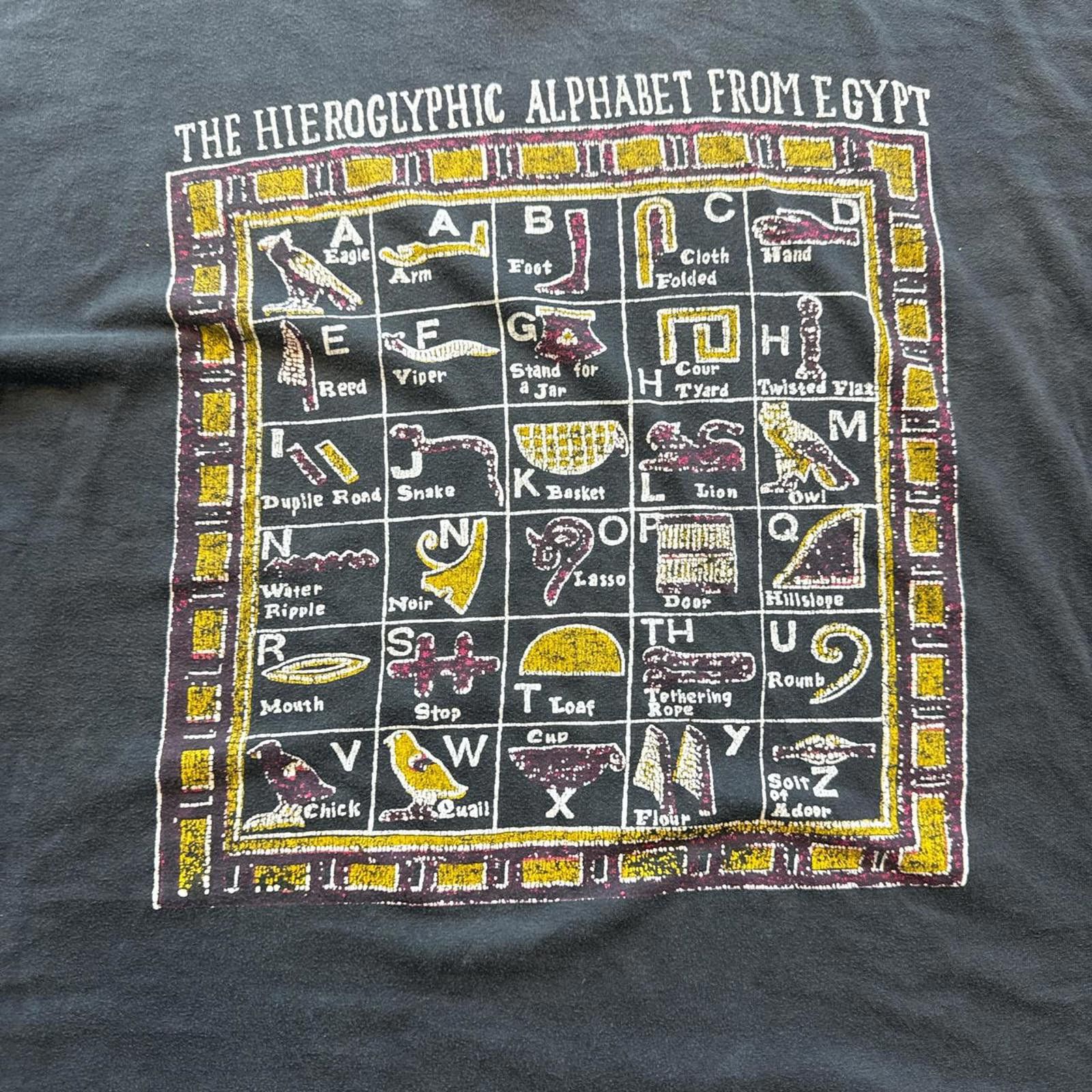 Other Made In Egypt Distressed Faded Egyptian Alphabet 90s T-Shirt Size US L / EU 52-54 / 3 - 3 Thumbnail
