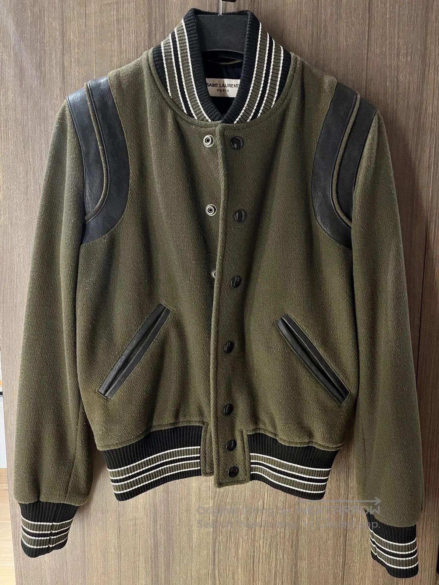 Saint Laurent Paris Saint Laurent Olive Varsity Jacket. Size XXS / US 00 / IT 34 - 1 Thumbnail