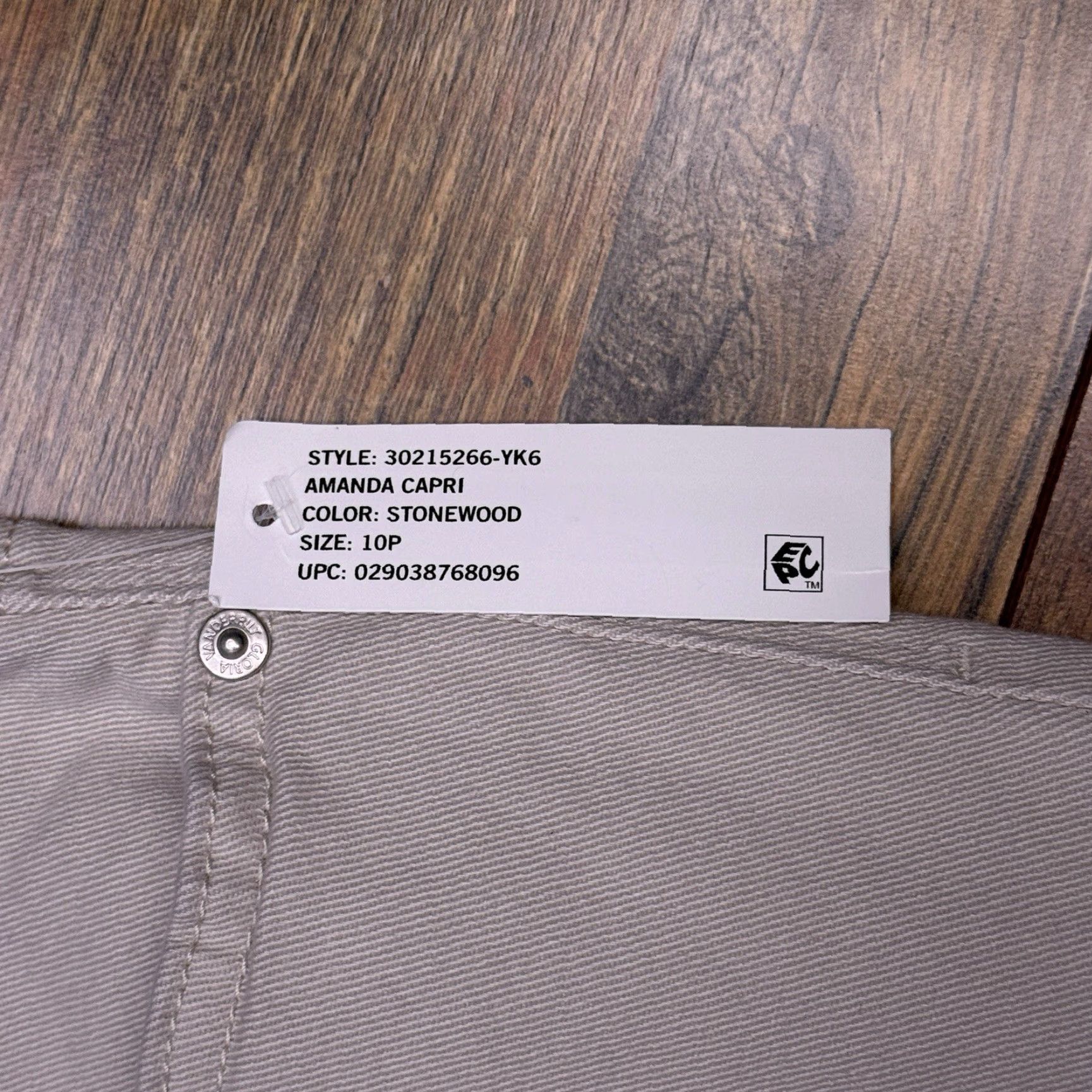 Gloria Vanderbilt VINTAGE not | Gloria Vanderbilt Amanda Capri Jeans 10P Petite Stonewood Stretch High Rise 5-Pocket Denim Jeans Women Small Beige NWT Size 32" / US 10 / IT 46 - 6 Thumbnail