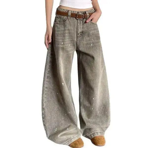 Japanese Brand Retro loose wide leg splashed ink jeans Size US 32 / EU 48 - 5 Thumbnail