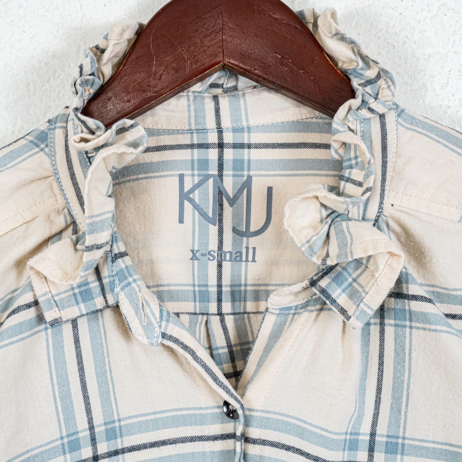 Other KMJ Kate Mchale Jensen Quarantina Ruffle Flannel Beige blue Size XS / US 0-2 / IT 36-38 - 3 Thumbnail