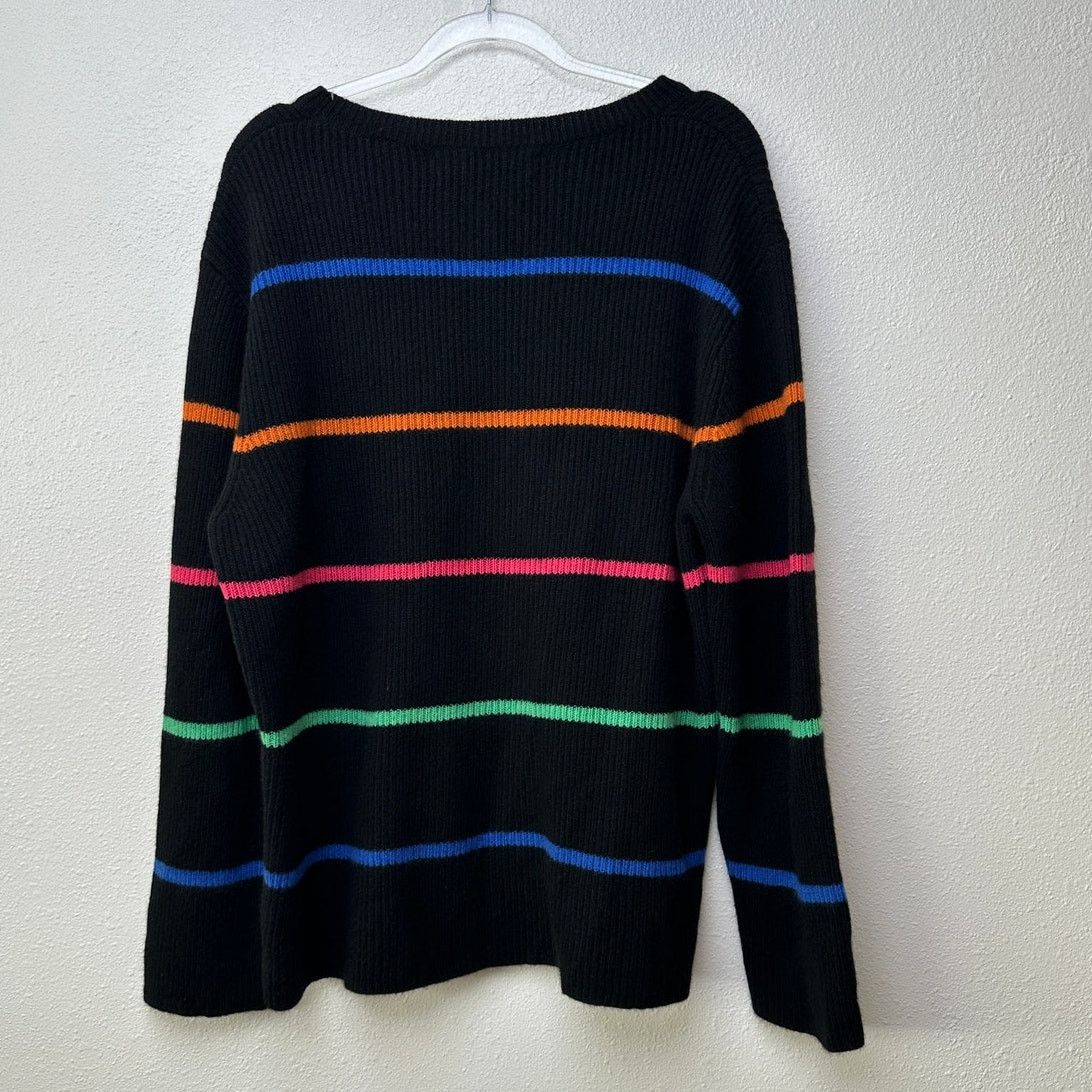 Other The Elder Statesman Black Multicolor Stripe Cashmere Sweater Size M / US 6-8 / IT 42-44 - 4 Thumbnail