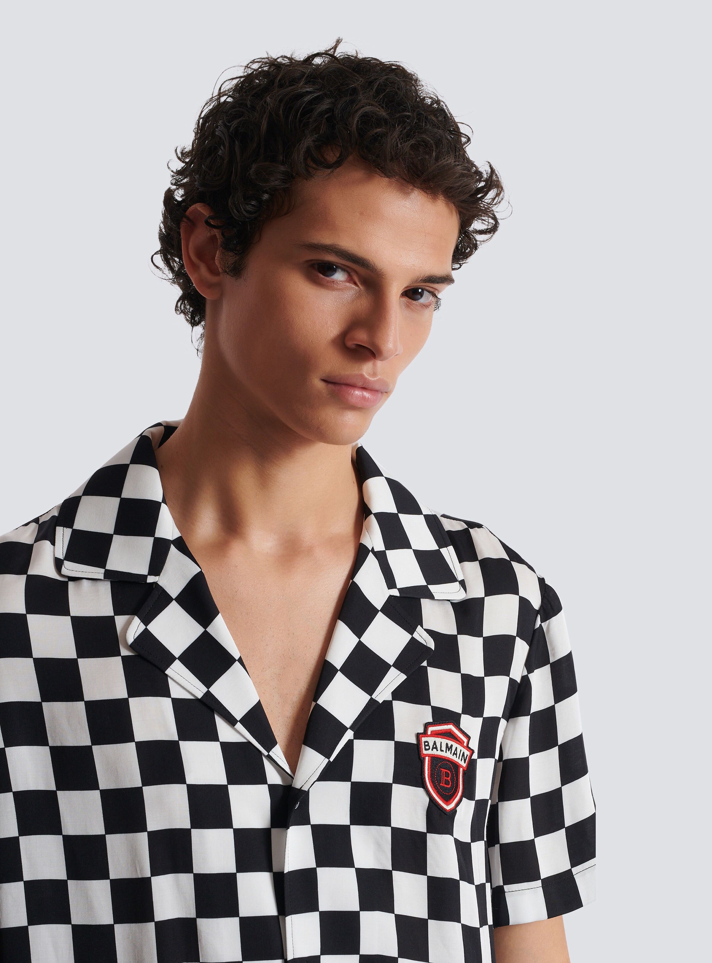 Balmain o1s1wg110925 Satin Check Shirt in Black/White Size US M / EU 48-50 / 2 - 5 Thumbnail