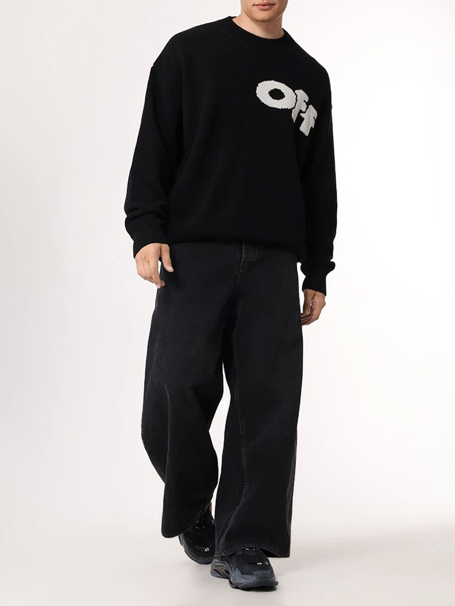 Off-White o1s22i1n1124 Wide Five Pocket Jeans in Vintage Black Size US 33 - 2 Thumbnail