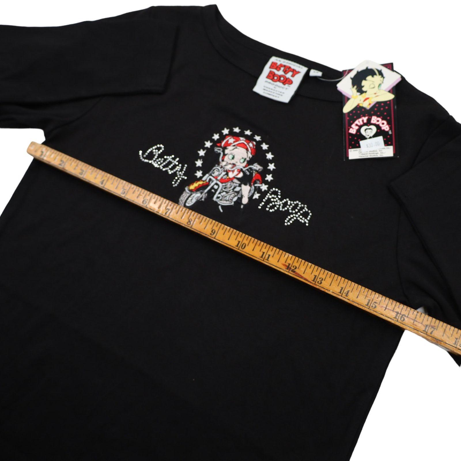 Vintage Vintage Y2k NWT Betty Boop Motorcycle Rhinestone T Shirt Size XS / US 0-2 / IT 36-38 - 6 Thumbnail