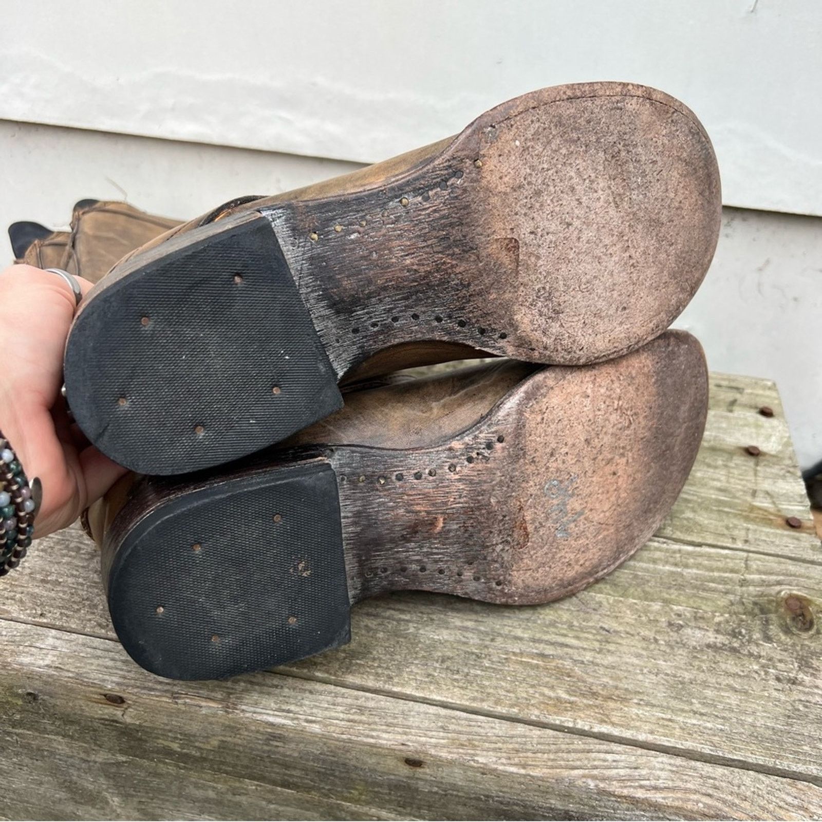 Stetson Stetson Brown Strappy Leather round toe zip cowgirl boots Size US 9.5 / IT 39.5 - 6 Thumbnail