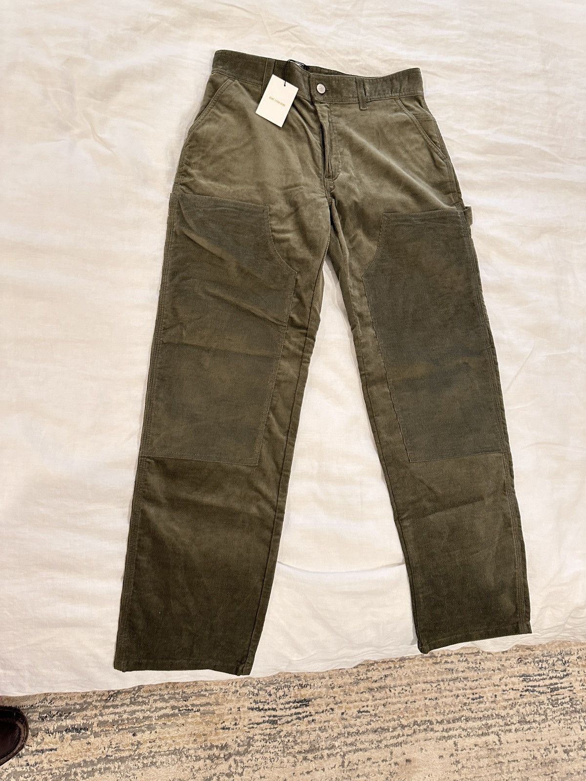 image of Aime Leon Dore Ald Olive Green Corduroy Carpenter Pants, Men's (Size 30)