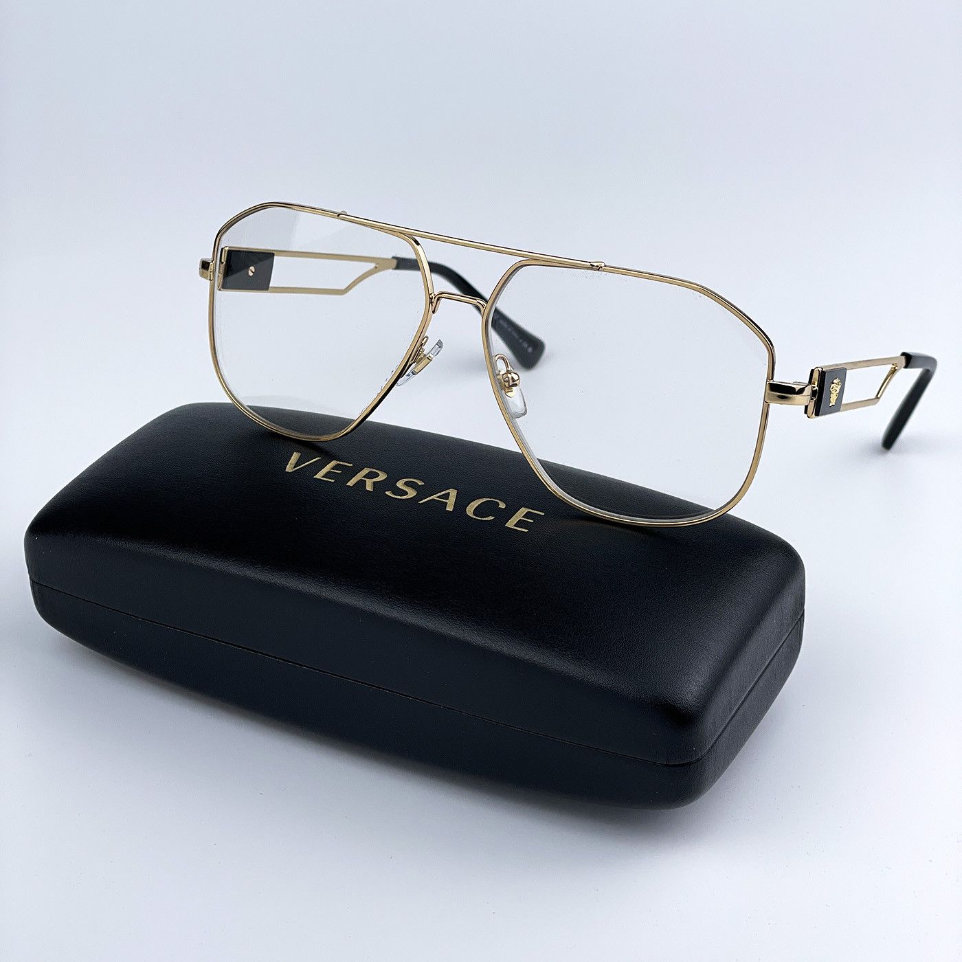 Versace NEW Versace VE1287 1002 Metal Pilot Men Unisex Eyeglasses Size ONE SIZE - 1 Thumbnail