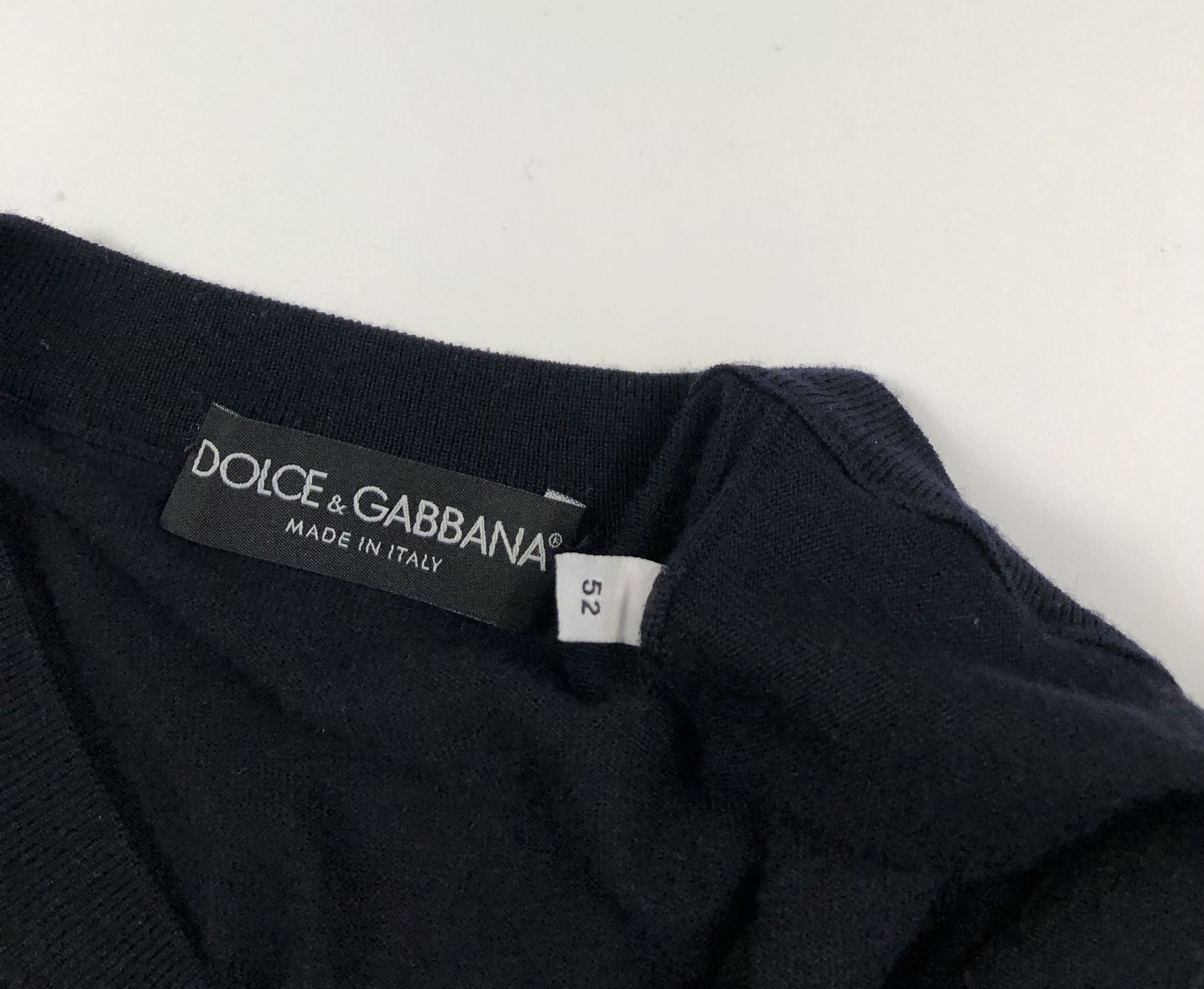 Dolce & Gabbana Dolce Gabbana Wool V-Neck Navy Jumper Size US L / EU 52-54 / 3 - 9 Thumbnail