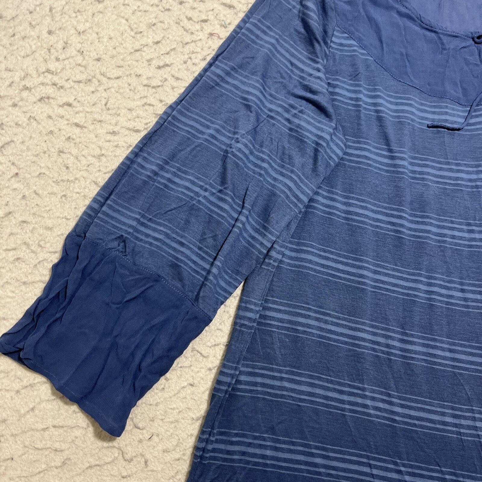 Lucky Brand Lucky Brand Large 3/4 Sleeve Crewneck Striped Navy Top Size M / US 6-8 / IT 42-44 - 6 Thumbnail