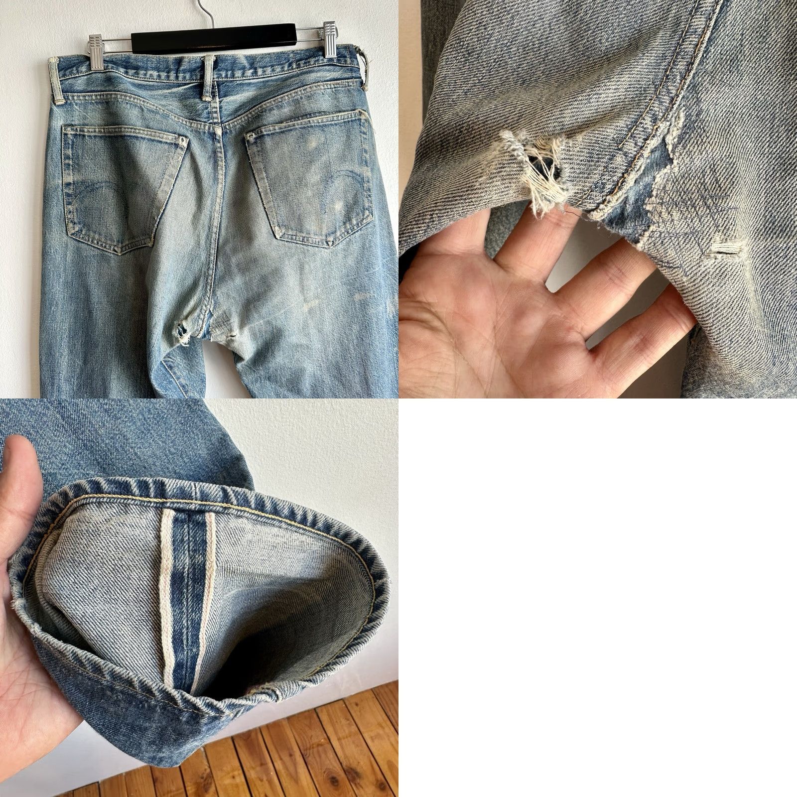 Vintage DOPE Jeans Selvage Japanese Made Dope & Drakkar Redline Blue 34x34 Men's Straight 34 Inseam Size US 34 / EU 50 - 7 Thumbnail