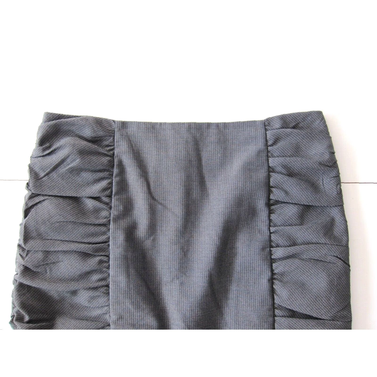 Anthropologie Cartonnier Grey Stripe Ruched Straight Pencil Skirt Women Size 8 Size 30" / US 8 / IT 44 - 3 Thumbnail