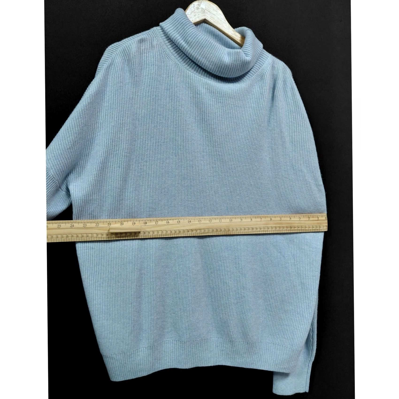 Vintage Beige & Able Sweater Blue Women L Cashmere Blend Wool Blend Solid Turtleneck Size L / US 10 / IT 46 - 7 Thumbnail