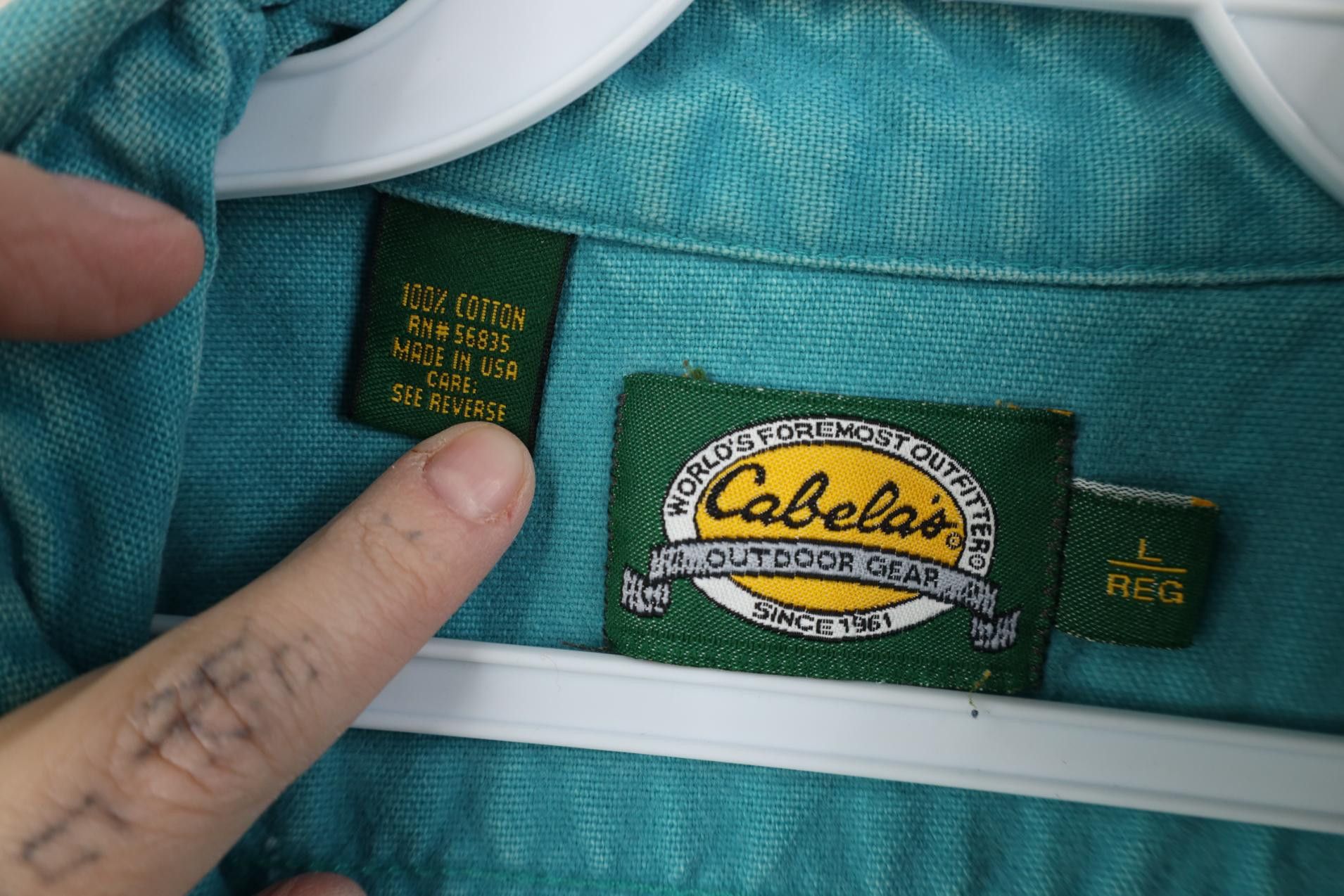 Cabelas Vintage 90s Cabelas Chamois Cloth Collared Button Shirt Teal Size US L / EU 52-54 / 3 - 13 Thumbnail