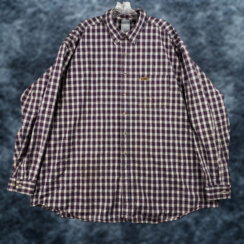 Carhartt VINTAGE Carhartt Shirt 3XL Made in USA Red Plaid Woven Long Sleeve Button Up Mens Size US XXL / EU 58 / 5 - 1 Thumbnail
