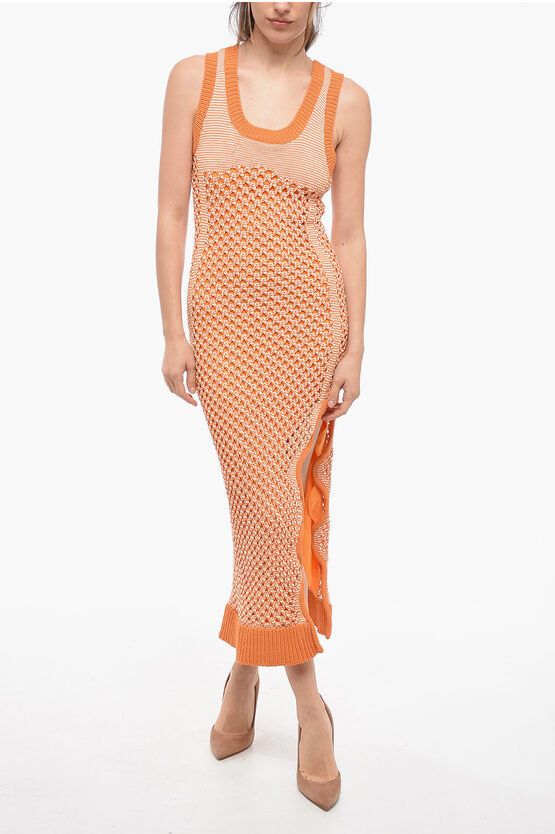 image of Ph5 Crochet Maxi Dress With Side Slit in Orange, Women's (Size Small)