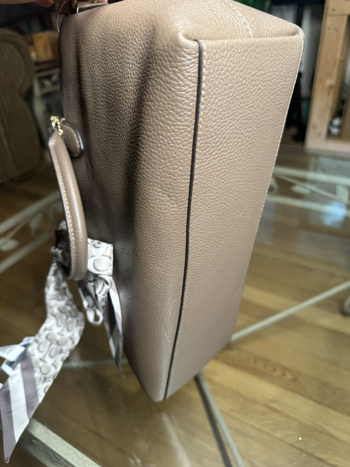 Coach Coach CR156 Dark Stone Pebble Leather Crossbody Bag w/ Scarf Size ONE SIZE - 6 Thumbnail