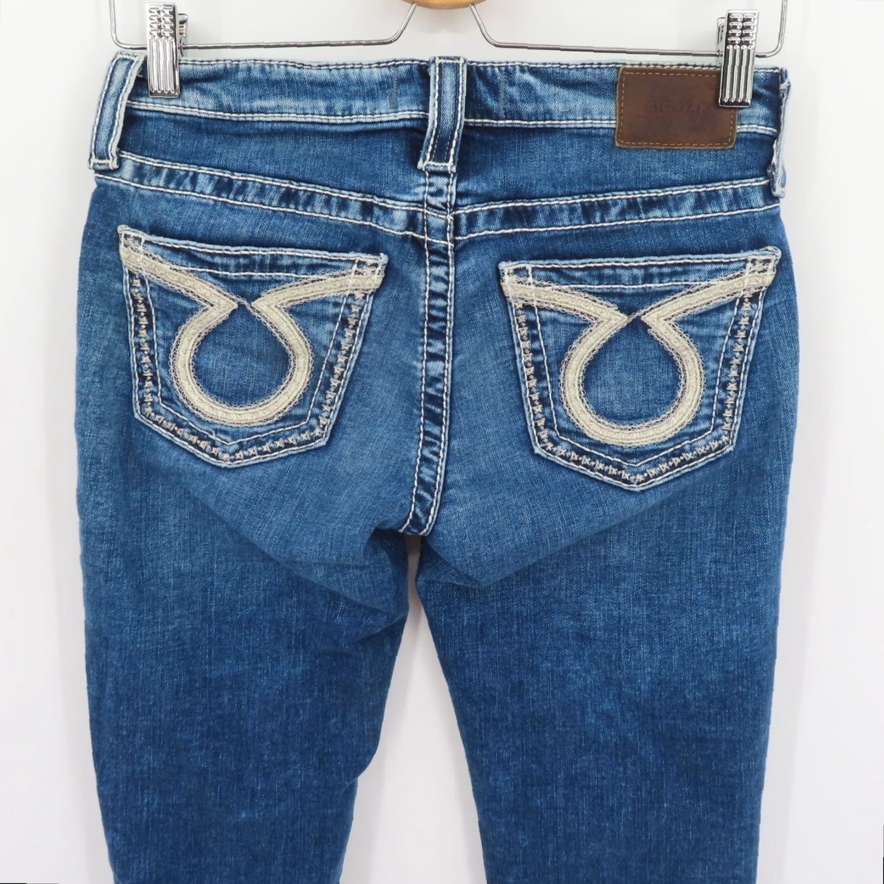 Denime BIG STAR Jeans Women Cropped Denim 26 5-Pocket Embroidered Pockets Seams Blue Cotton Denim Crop Size 26" / US 2 / IT 38 - 5 Thumbnail