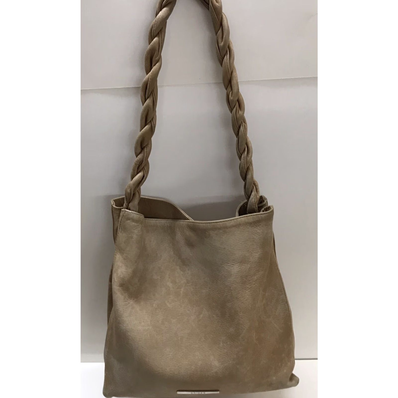 Twisted X VINTAGE Bridas Brown Tan Soft Leather Shoulder Bag Twisted Strap Spain Snap Closure 12" Bridas 12" x 12" x 3" 11.5" strap drop Womens Bag Size ONE SIZE - 3 Thumbnail