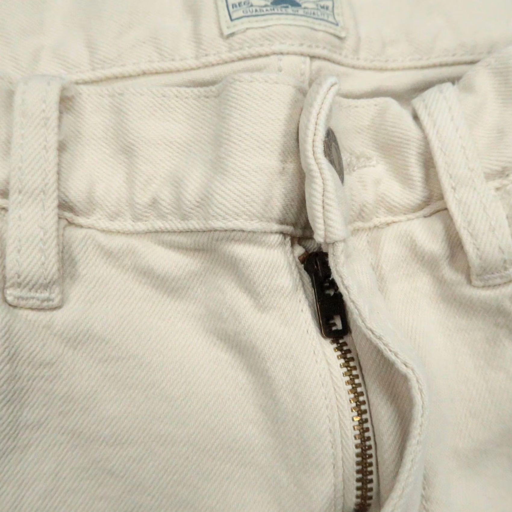 Faherty Faherty Jeans Mens 31x32 Stone Ivory 5-Pocket Straight Denim Cotton Stretch Regular Closure: Button, Zip Vintage: No Adult Mens Jeans Size US 31 - 4 Thumbnail