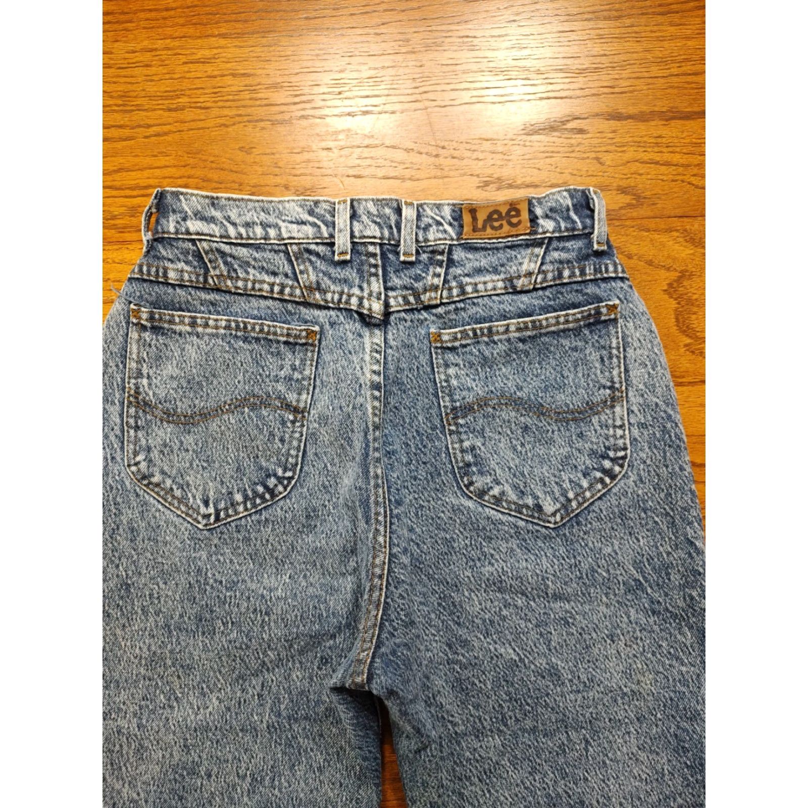 Lee VINTAGE Lee Acid Wash Mom Jeans Womens 27 X 27 Inseam High Waist Made in USA Jeans Blue 80s 90s USA Size 27" / US 4 / IT 40 - 3 Thumbnail