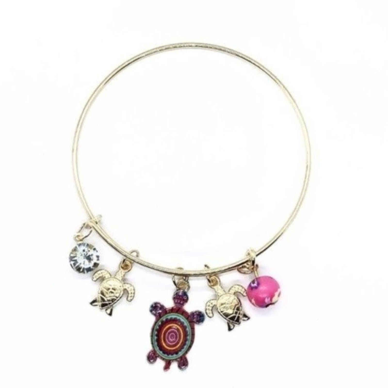 Other Beaded Sea Turtle Charm Colorful Bangle Bracelet Size ONE SIZE - 1 Thumbnail
