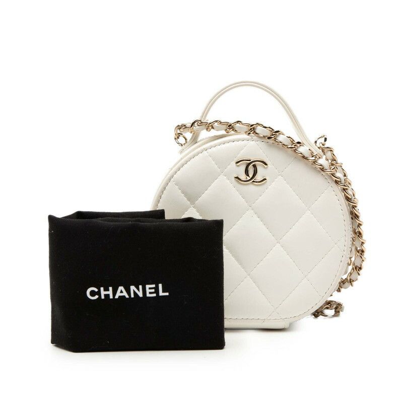 Chanel Chanel Matelasse Coco Mark Leather 2Way Bag Leather Shoulder Bag Duty Free For Usa in White, Women's