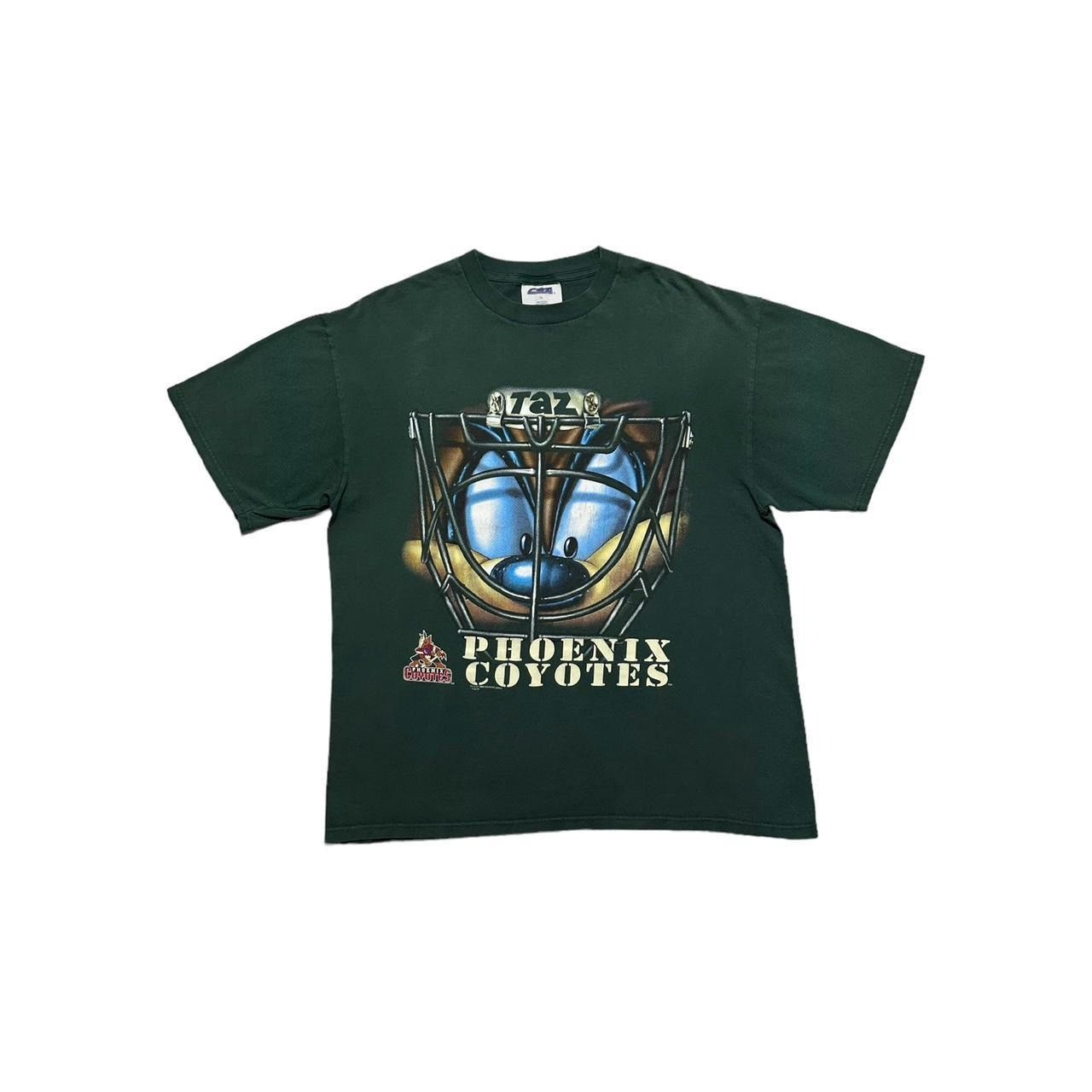 NHL × Vintage × Warner Bros Vintage Phoenix Coyotes Taz Face Mask T-Shirt Size US XL / EU 56 / 4 - 1 Thumbnail