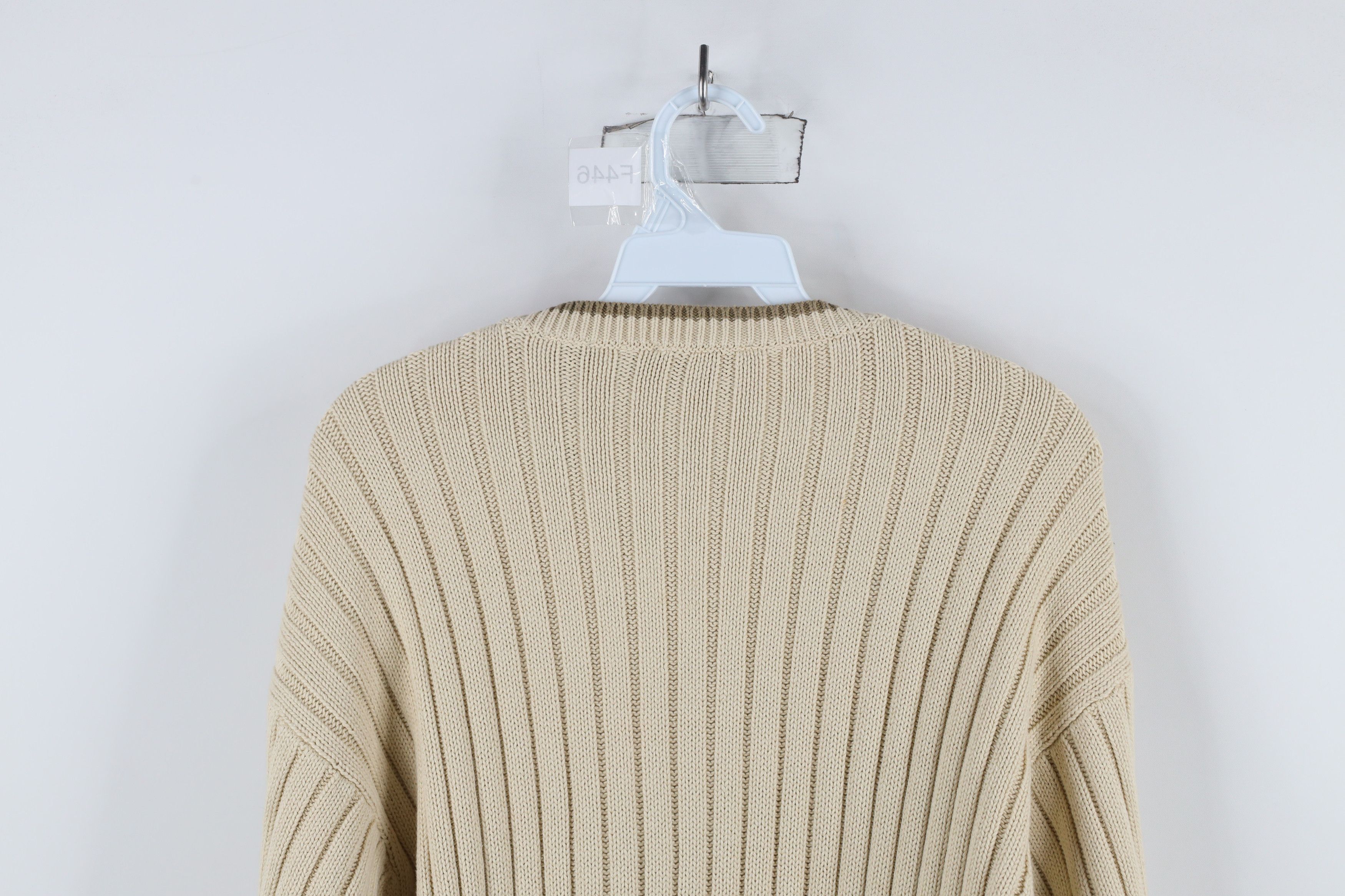Timberland × Vintage Vintage Timberland Ribbed Knit Crewneck Sweater Beige Cotton Size US XL / EU 56 / 4 - 8 Thumbnail